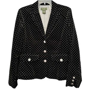Eddie Bauer Size 10 Black Velvet Patterned Blazer